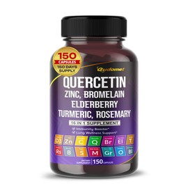 GUDOMET Quercetin Bromelain Zinc Vitamin D3 Elderberry Turmeric Rosemary Bilberry Sage Odorless Garlic Green Tea Milk Thistle Oregano -150 Capsules- Made in USA