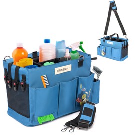 FifthStart Wearable Cleaning Caddy, A Cleaning Supplies Organizer With Shoulder Strap & Removable Waist Strap. Professional Cleaning Caddy Organizer With Handle: (Blue, Small)