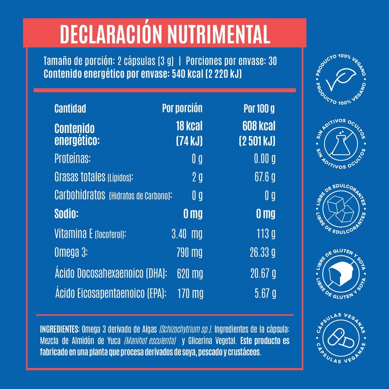 Birdman Premium Omega 3 a base de Algas (Ratio DHA:EPA
