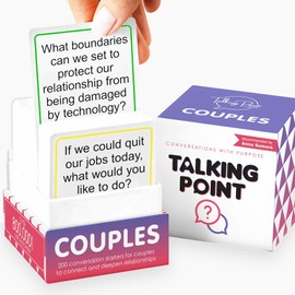 TALKING POINT CARDS Deepen Your Connection with 200 Fun & Engaging Conversation Cards for Couples - Build Intimacy, Strengthen Your Bond & Reignite Romance – Perfect Adult Card Game for Date Nights