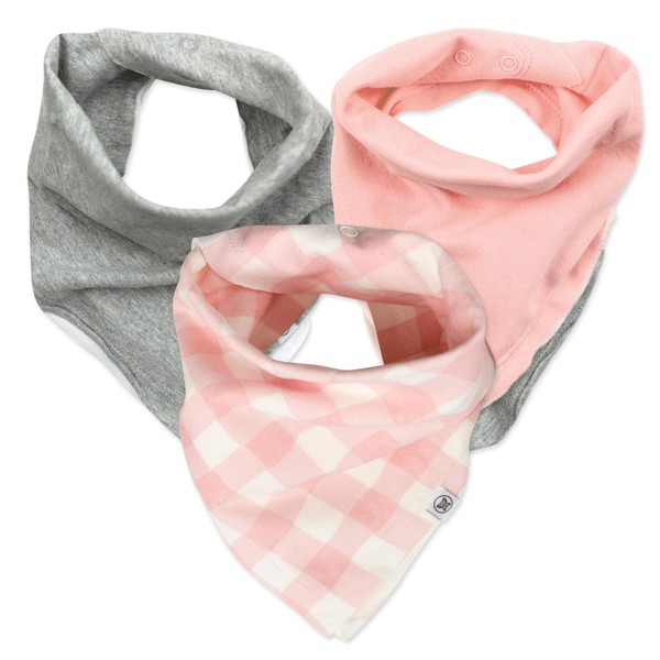 HonestBaby Girls' Multipack Reversible Bandana Drool Bibs Burpcloths Adjustable Snaps