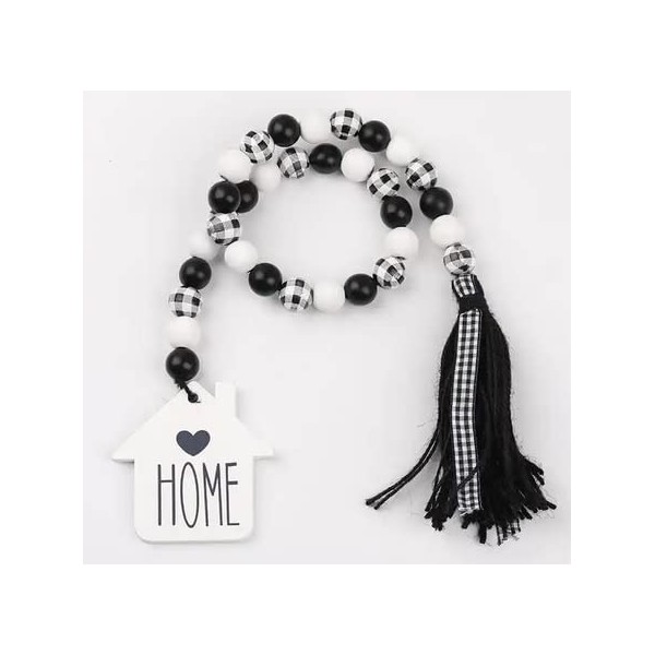 Zoe Now Handmade Rustic Wooden Beads Garland with Tassels, Enhance