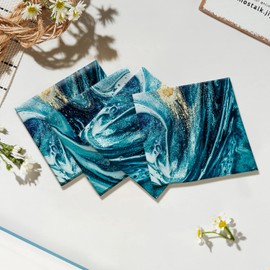 Cloth Napkins Set of 4,Fluid Blue Gold Marble Cloth Napkins,Washable Dining Napkins Cloth for Wedding Party Dinner Decoration 20X20 Inch