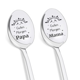Set of 2 Coffee Spoons with Engraving - Guten Morgen Papa Mama, Mum and Dad Gifts, Birthday Gift, Mother's Day Gift, Father's Day, Special Gift