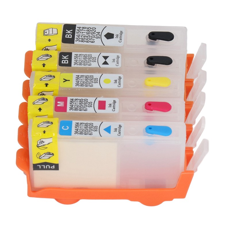 5PCS Ink Cartridge Set BK C M Y Smooth Ink