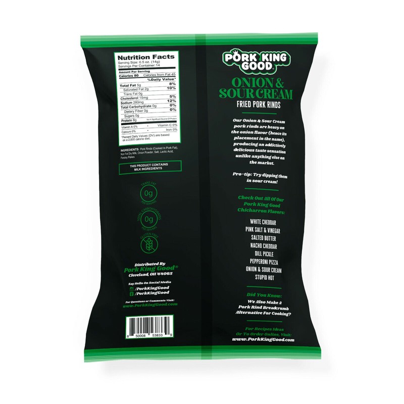 Pork King Good Onion And Sour Cream Flavored Pork Rinds