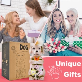 Goodeco Dog with Butterfly Solar Decorative Figure - Garden Figures & Balcony Decoration for Patio, Lawn & Outdoor Use | Gift Ideas for Women, Mother & Grandma | Weatherproof Garden Decoration in