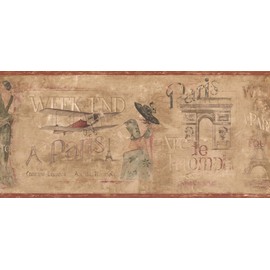 9 in x 15 ft Prepasted Wallpaper Borders - Paris Wall Paper Border EU4600B