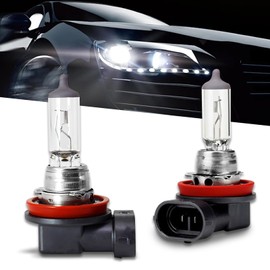 lekudo Pack-2 Car H11 Halogen Bulb, All-in-one Waterproof Plug and Play Bulb, 12V 55W High Brightness Quartz Glass Anti-vibration Lamp Replacement, Universal Lighting Accessories for Cars (White)