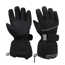 Qkurt Children's Ski Gloves, Snowboard Gloves, Waterproof and Windproof Winter Mittens for 3-13 Years, Girls and Boys, Skiing, Snowboarding, Riding, Running, Hiking, Cycling, black