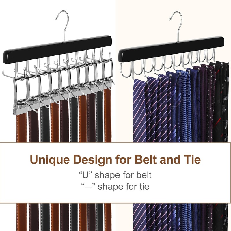 TOPIA HANGER 2 Pack 2 in 1 Belt Tie Hanger