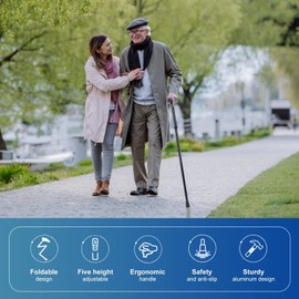 OUPARY Foldable Walking Cane for Men & Women - Portable Lightweight Cane Adjustable ...