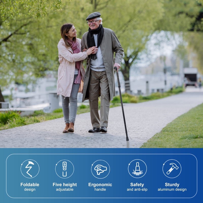 OUPARY Foldable Walking Cane for Men & Women - Portable