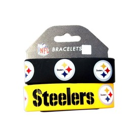 aminco Pittsburgh Steelers Sports Team Logo Rubber Wrist Band Set