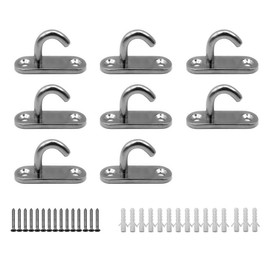 JINXIAN 8Pcs Pad Eye Plate Staple Ring Hook Stainless Steel Heavy Duty Oval Open Hooks Pad Eye Plate Anchor Screw Wall Mount Hook for Swings Hammocks Boat Rigging Marine Deck