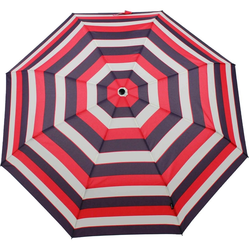 Knirps Large Duomatic Stripe Women's Pocket Umbrella, Stripe Red, Compact,