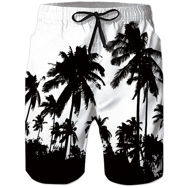 Belovecol Mens Mesh Linier Swim Trunks Lightweight 3D Palm Tree