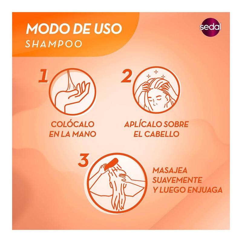 Sedal Shampoo Restauración Instantánea 2 en 1, Naranja, 620 ml