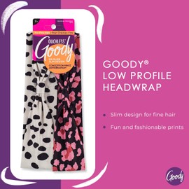 Goody Low Profile Headwraps for Fine Hair 2 Pack Floral Dots Ouchless Design