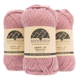 [ Set of 3 Small Gorgeous Skeins ] Alpaca Yarn Blend [ Umayo ] [ DK ] #3 (5.25 Ounces/150 Grams Total) Lovely and Soft to Enjoy Knitting - Crocheting - Weaving [ Pink Mauve ]