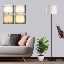 Qaubauyt Floor Lamp for Living Room Bedroom,Modern LED Floor Lamp with Remote Control and Dimmable Standing Lamps with Foot Switch Office Kid Room,Tall Lamp,RGB 9W Bulb Included