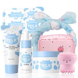Rosardene Leche Suave 10 En 1 Para Niñas De 10 A 12 Años. Set De Cuidado De La Piel Para Niñas De 8 A 12 Años. Kit De Leche Con Limpiador, Sérum, Crema Y Mascarillas. Hidratante Y Fácil De