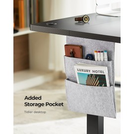 Marsail Electric Adjustable Height Standing Desk with Storage Bag, 55 * 24" Sit Stand Up Desk for Home Office,Computer Gaming Workstation, 4 Memory Height Settings,Cable Manager, and Headphone Hook