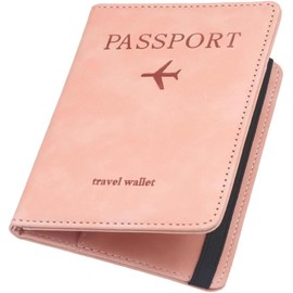 Nivofu Cartera para Pasaporte RFID, Pasaporte Funda para Mujeres, Porta de Pasaporte de Cuero PU, Caja de Tarjeta de Visita, Porta Pasaporte y Visa, Cierre de Banda Elástica (Rosa)