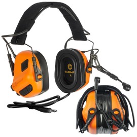 EARMOR M32 PLUS Tactical Headset for Helmet - Noise Canceling Headphones with mic for Shooting & Hunting Earmuffs, Nato TP120 Jacket, Orange