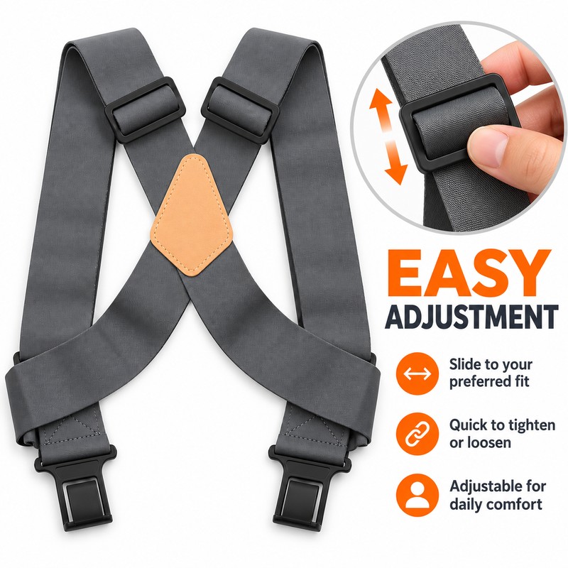 Men's Adjustable Elastic Suspenders 5cm Wide X-Back Pants Braces with