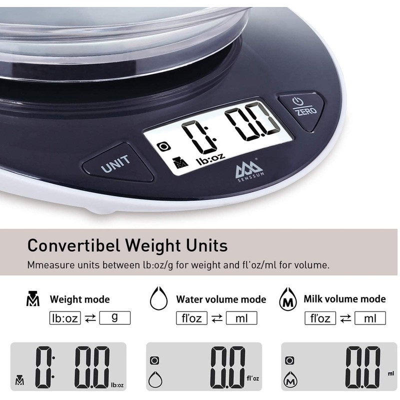 Digital Kitchen Scales Electronic Food Scales with Bowl Liquids in