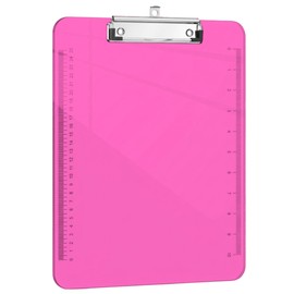 Clear Pink Plastic Clipboard,Clip Boards 8.5 x 11 with Ruler,Letter Size A4