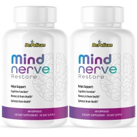 Pelican Vitamins Mind Nerve Restore- Brain Support- 2 Bottles- 120 Capsules