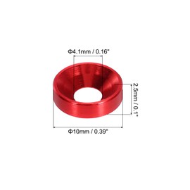 MECCANIXITY M4 Cone Cup Countersunk Washers,Hole Dia 4.1mm/0.16 Aluminum Gaskets Cup Head Washer Gasket for Screw RC/FPV/PC/Drone/Mechanical Accessories Model Parts,Pack of 20(Deep Red)