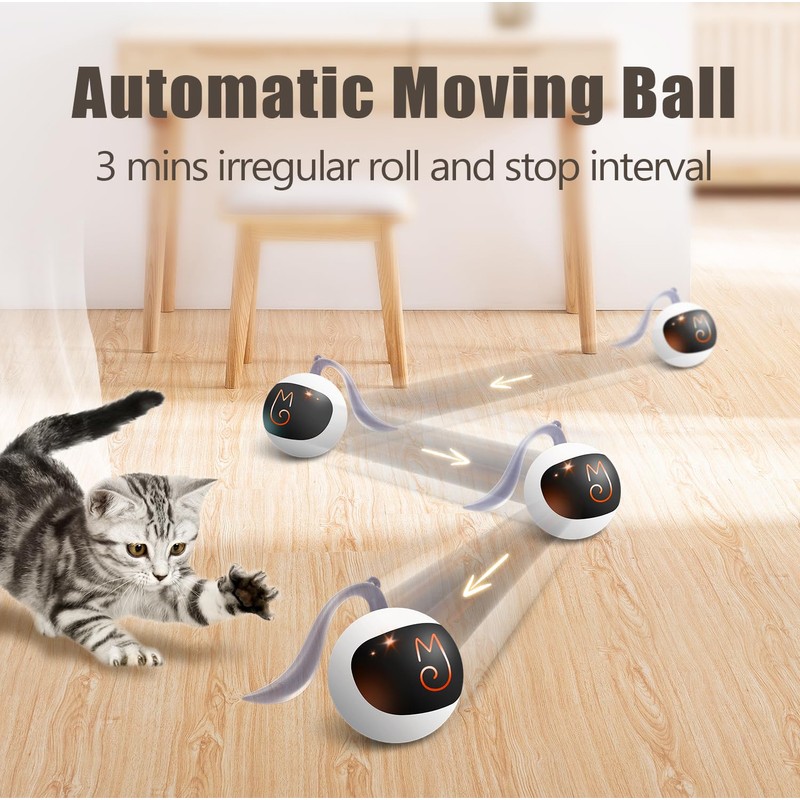 Migipaws Interactive Cat Ball Toy Set, Fun Tracker, Automatic Rolling