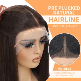 Highlight Brown Mix Blonde Bob Wigs for Black Women Straight 13x4x1 HD Lace Synthetic Lace Front Wigs Glueless Wig Blunt Cut Synthetic Wigs for Party and Daily Use