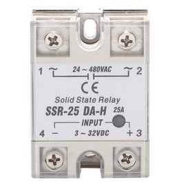 SSR-25-DA, DC-AC Solid State Relay Module, Non-Contact Switch with Aluminum Heat Sink Plate Control Method Stable Heat Dissipation Modules