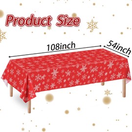 3 Pack Christmas Snowflake Plastic Party Tablecloth Decorations,Red and White Snowflake Xmas Disposable Table Cover for Winter Christmas Holiday Supplies,54x108 inch(red