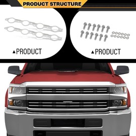 Exhaust Manifold Header Gasket Pair W/Bolts Compatible with All LS Series Engines (Except LS7), Fits All 1997-2013 Gen 3/4 LS Based V8 Engines 551696, 12617944