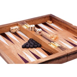 Logica Puzzles Art. Backgammon M - Wooden Board Game - Strategy Game for 2 Players - Travel Version