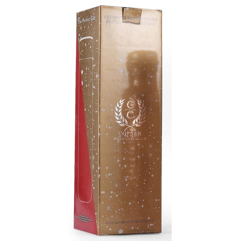 Pure Copper Water Bottle 34 Ounce with Jute Carry Bag