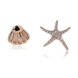 Meissa Starfish Seashell Earrings for Women Cute Gold Stud Earrings Dainty Sterling Silver Beach Earrings Hypoallergenic Girls Gifts, Rose Gold