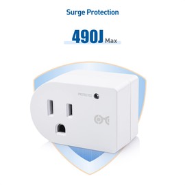 Cable Matters [ETL Listed] Cable Matters 3-Pack Non-Blocking 490 Joules Single Outlet Surge Protector Outlet, 1875W (Wall Surge Protector / Mini Surge Protector) in White