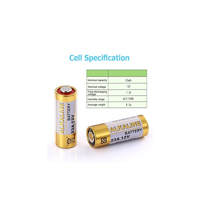 LiCB Baterías alcalinas A23 12V 23A (paquete de 10)