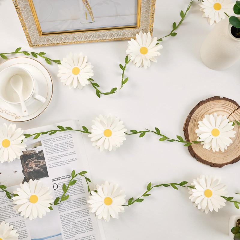 3D Daisy Flower Garland (2PCS) Flower Banner Wildflower Party Decorations