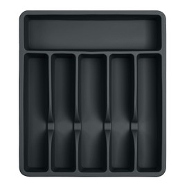 Pantrymade Silicone Silverware Drawer Organizer – Non-Slip Utensil Holder for Kitchen Drawers | Cutlery Tray for Forks, Knives, Spoons & More | Durable, BPA-Free, Easy to Clean – Black