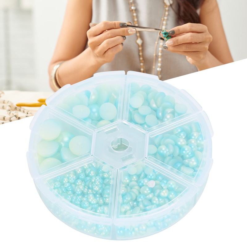 2Boxes Gradient Imitation Pearl Semicircular Nonporous Flat Back Decorative Accessories