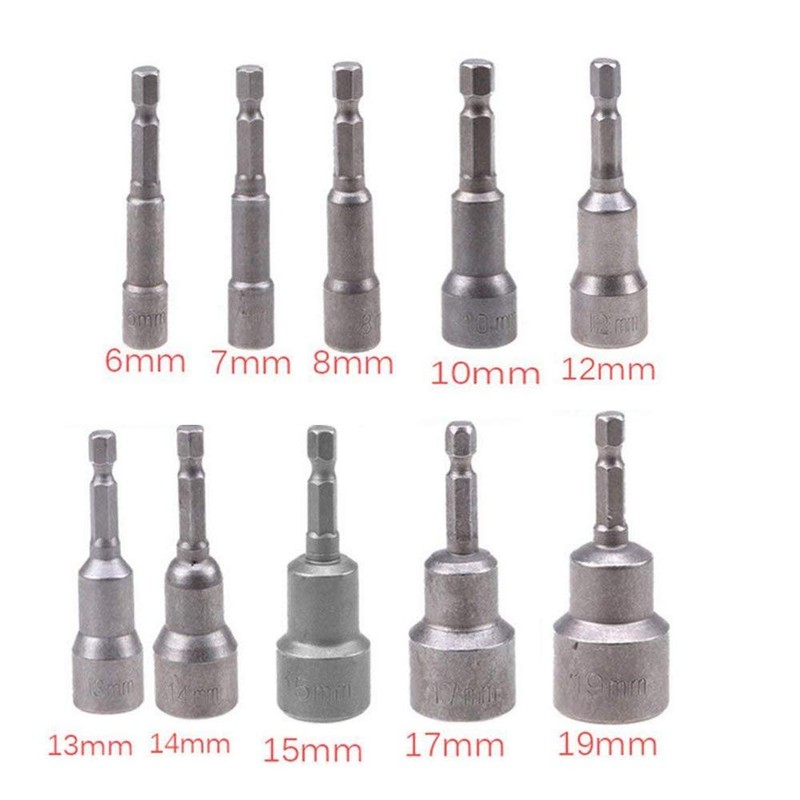 6-19mm Magnetic Nut Setter Driver Drill Bit Set 1/4 inch