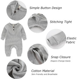 Baby Boys Onesies Pajamas Cotton infant Romper Footless Jumpsuit, 0-3 Months