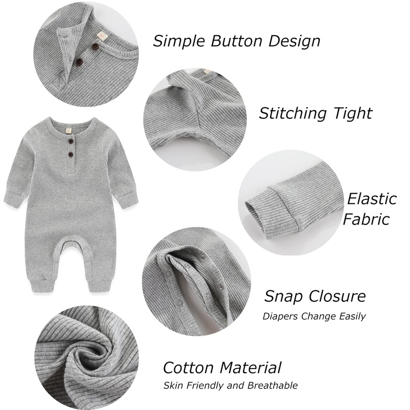 Baby Boys Onesies Pajamas Cotton infant Romper Footless Jumpsuit, 0-3